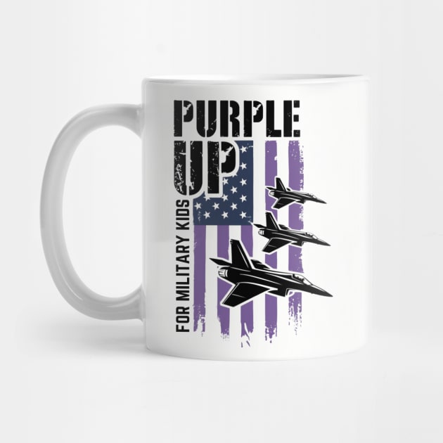 Purple Up For Military Kids Usa Flag by Creatifly Graphic Tees